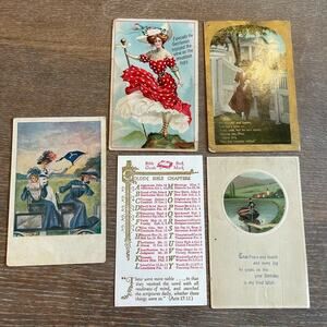 Vintage Lot of 5 Collectible Greeting Cards / Post Cards 1900s